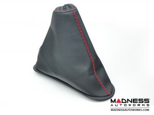 FIAT 500 eBrake Boot - Black Italy - Black Leather w/ Red Cross Stitching 